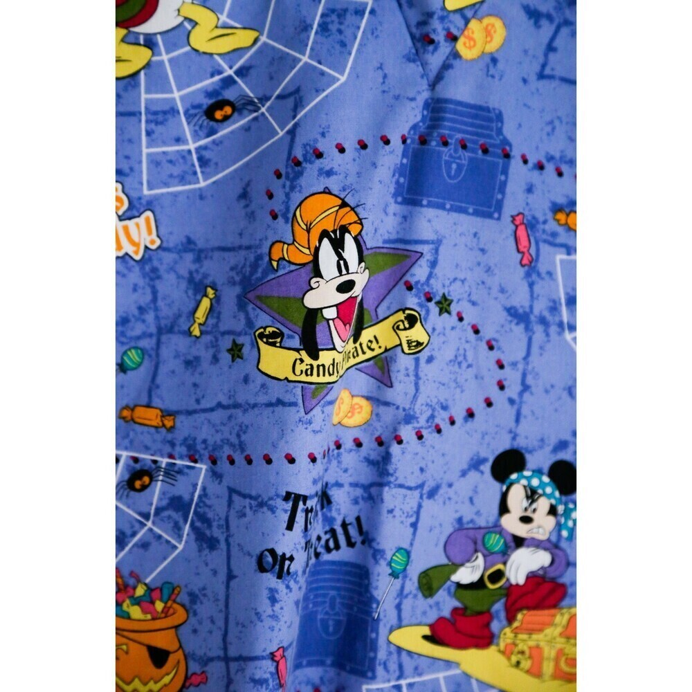 Disney Mickey Mouse Halloween Colourful Cartoon Print Scrub Top S - Picture 6 of 12